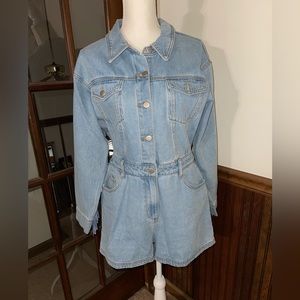 Denim fringe romper